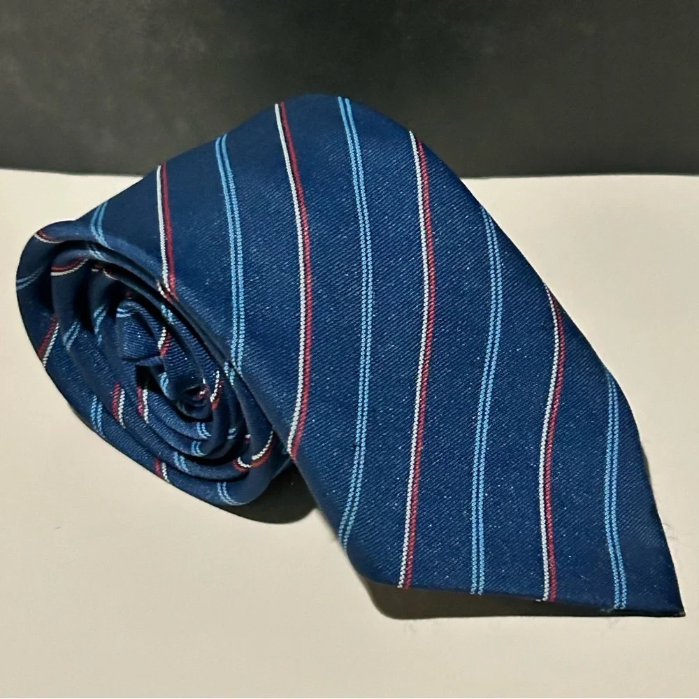 Carnaval Silk Navy and Mticolor Striped 57” Tie